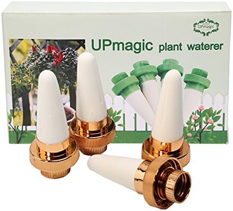 Updated Version Most Easy-Use Vacation Plant Waterer, Set of 4 Ceramic Watering Stakes, Perfect for Plant Watering Drip Irrigation Watering, Self Watering Spikes for Indoor&Outdoor Use (Rose Golden)