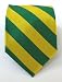 100% Silk Woven Green and Gold Striped Tie