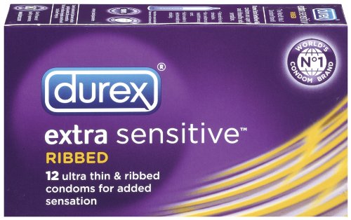 Durex Extra Sensitive Ribbed Condom, 12 Count