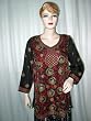 Christmas Gift- Womens Fancy Floral Print Black Bollywood Designer Crepe Tunic Top M