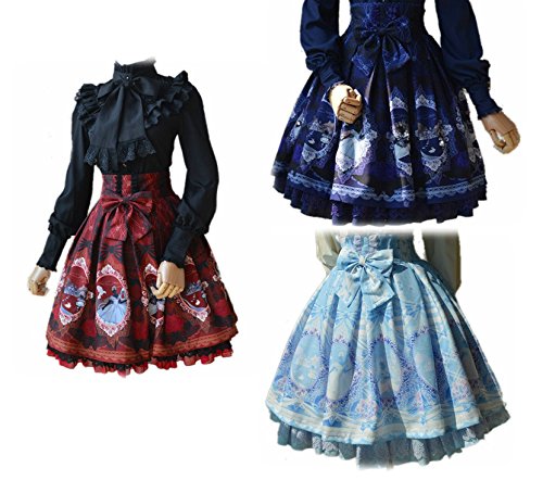 Soufflesong レディース　【　童話物語　プリンセス　スカート】ネイビー・ボルドー・ライトブルー３色展開　ロリータ　ゴスロリ　正統　リボン　原宿系