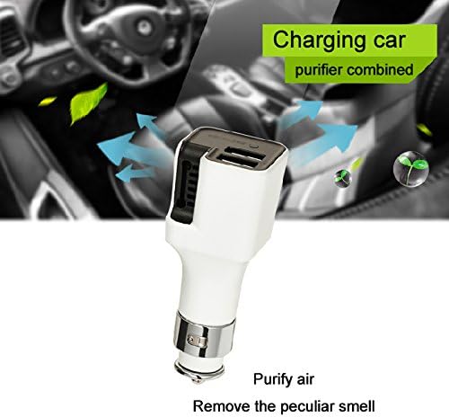 Entalent® 2 -in-1 Intelligent Dual USB Ports Negative Ion Car Air Purifier and Micro Charger - White