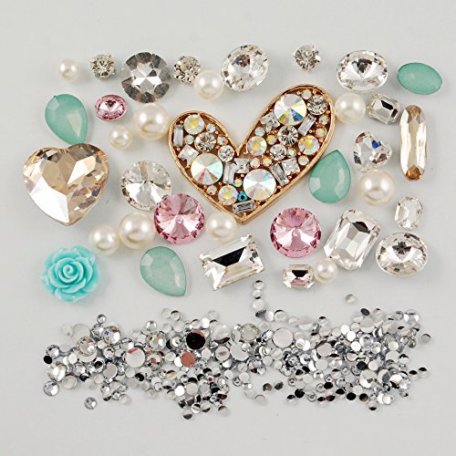 Frog-tech - DIY Luxurious 3D Rhinestone heart Bling Bling Cell Phone Case Resin Flat Back Cabochons Deco Kit / Set (not a finished product) can fit for iphone 4/4s iphone 5g/ i9300 S3/ samsung note 2