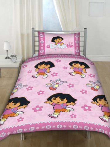 Dora the Explorer Duvet Set (Official) - Pink Flowers - Single