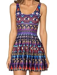 Petite Floral Print Polyester Pleated Skater Dress/Mini Dress 