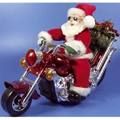 Hellum 599923 Nikolaus auf Motorrad, singt und bewegt sich mit Motorenger�usche, batteriebetrieben