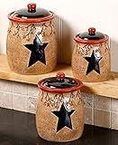 Set of 3 Rustic Star & Berry Canisters