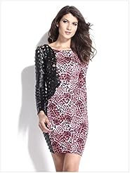 Sexy Long Sleeves Leopard Print Checkered Print Polyester Cocktail Bodycon Dress/Club Dress/Party Dress/Mini Dress 
