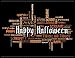 Wallmonkeys Peel and Stick Wall Decals - Happy Halloween and Other Scary Words on a Black Background - Removable Graphic
