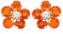 14k Yellow Gold Fire Opal and Diamond Flower Earrings
