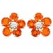 14k Yellow Gold Fire Opal and Diamond Flower Earrings