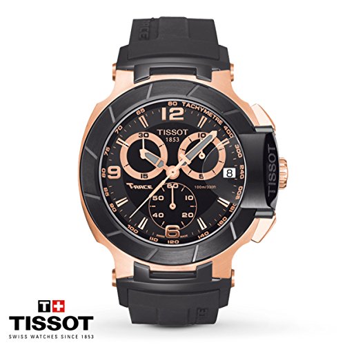 Tissot Men's T048.417.27.057.06 T-Sport Rose-Gold PVD Black Rubber Strap Watch