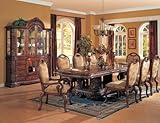 7-Piece Brown Cherry Wood Dining Room Table & 6 Chairs