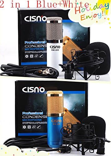 2 in 1 Blue and White Professional Condenser Microphone Cardioid Studio karaoke Recording Mic with Shock Mount For Thanksgiving Day