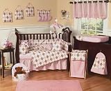 Pink and Brown Argyle 9 pc Baby Girl Crib Bedding Set by JoJo Designs