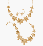 Childrens Toyshop  Jewelry : Avon 3-Piece Filigree Flower Necklace Gift Set Goldtone