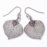 Real Aspen Lace Leaf Dangle Earrings - Silver
