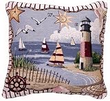 Coastal Memories Beach Lighthouse Accent Throw Pillow 17 x 17