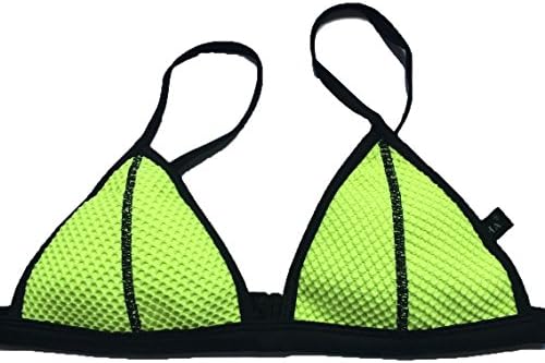 FLORAVOGUE 2015 Womens Neoprene Bikini Swimwear Neon Green Top & Black Bottom Medium(2-4)