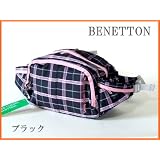 BENETTON/ベネトンチェック柄ヒップバッグ(ブラック)[BT16-2900]