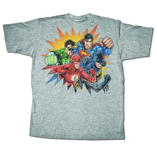  DC Comics The Justice League Supreme Team Superman Batman Flash Men's Athletic Grey Heather T-shirt