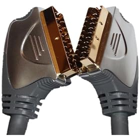 3 Metre High Quality Gold Metal Plug OFC Scart Cable / Lead by Cable Mountain
