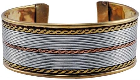 Tibetan Copper Three Metal Filigreed Bracelet, Healing Bracelet