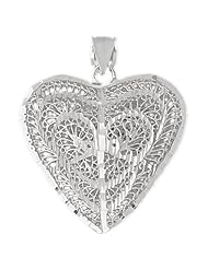 Clevereves14K White Gold Pendant 3-D Filigree Heart 12 - Gram(s)