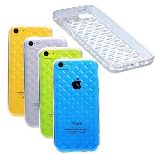 Etui Le Bon (tm) Case for Iphone 5c. Cover for Iphone 5c . Criss Cross Patern Clear Transparent. Subtle Diamond pattern in Silicone