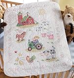 Bucilla On The Farm Crib Cover Stamped Cross Stitch Kit-34"X43"