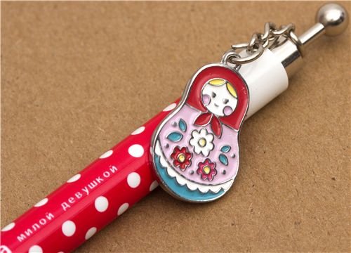 red-white polka dots mechanical pencil matryoshka