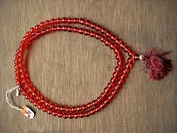 Pomegranate Red Coral Crystal Japa Mala Medition for Mangal (Mars) 108+1 Yoga Beads