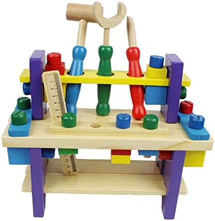 1 Set Baby Wooden Toys Educational Kids Small Wooden Project Workbench Pretend Play Tool Toys
