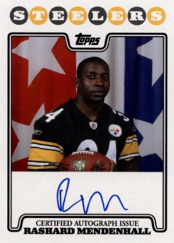 2008 Topps Rookie Premiere Autographs #RM Rashard Mendenhall RC - Rookie Insert Card - Autographed Football Card / Pittsburgh Steelers / Hand Signed on CARD! - Rare Rookie Card in Screw Down Display Case!!!