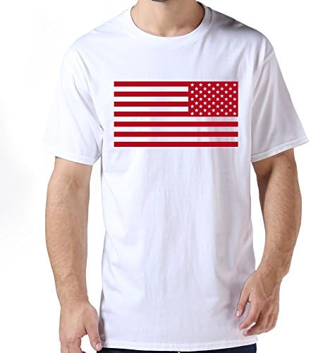 HUASH Funny Men American Flag T Shirts Size XL White