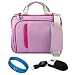 Silver / Magenta Executive Carrying Case with Removable Shoulder Strap for HP Pavilion dv6-3163nr Entertainment Notebook PC + Naztech USB Mini Mouse with Retractable Cord for Laptop and Desktop + SumacLife TM Wisdom Courage Wristband