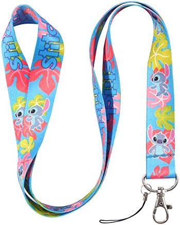 Blue &amp; Red Cat Keychain Key Chain Lanyard Straps with Mini Silver Steel Spring Clips (MCL-135)
