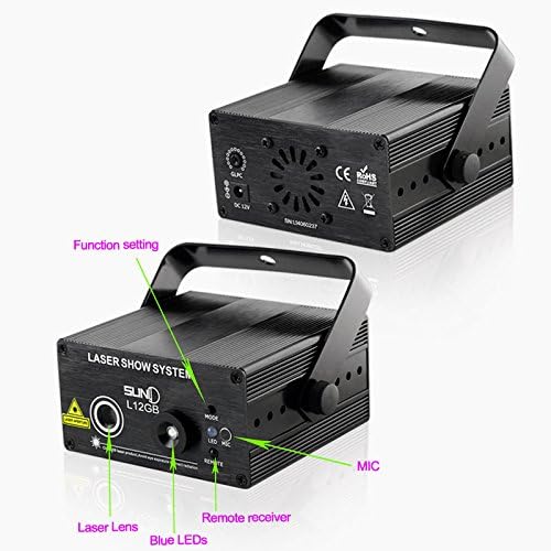SUND Mini New Remote 300mw Full Show GB Green Point BLUE LED Stage &amp; DJ Lighting Xmas Holiday Home Party Light Color Powerful Projector Disco(AL12GB)