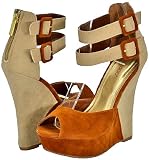 Bamboo Pompey-29 Chestnut Multi Women Wedge Sandals