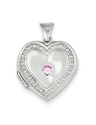 Sterling Silver 8mm Pink CZ Heart Locket. Metal Wt- 1.62g