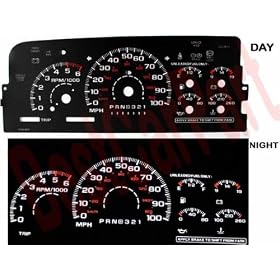 95-98 Chevy Ck 1500/silverado Full Size Truck Black/(white Light) Glow Gauge