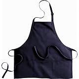 Fiumara Apparel Bib Apron-Navy Blue with 3 pockets 24"L X 28" W - Made in USA