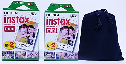 Fujifilm Instax Mini Twin Pack X 2(40 sheets) with Navy Blue carrying pouch