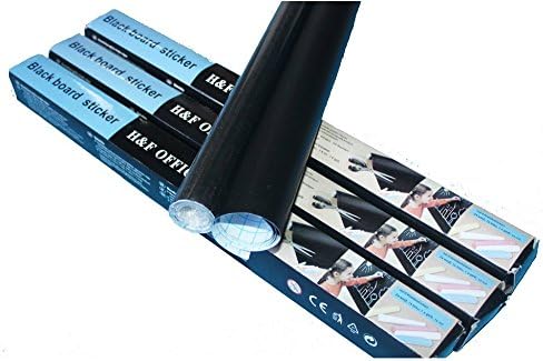 Self Adhesive Multi Purpose Chalkboard Liner for Kids Bedroom, Office, Back to School, Kitchen and labels. Size 45 x 200 cm, 17,7 inch x 6,5 feet (Black, 200)
