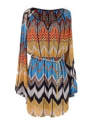 Long Sleeves Raglan Sleeves Belted Chevron Print Elasticized   Waistline  Dress