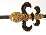Black & Gold Fleur De Lis Rhinestone Headband, Perfect for Women, Teens & Girls, Bling Bling Hair Accessory