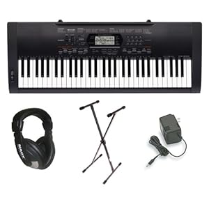 Casio CTK-3000 Premium Pack with Power Supply, Keyboard Stand and Professional Closed Cup Stereo Headphones
