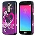 Compatible for LG K8, LG Phoenix 2, LG Escape 3 [Shock Absorption/Impact Resistant] Hybrid Dual Layer Armor Defender Protective Cover , Hot Pink Hearts