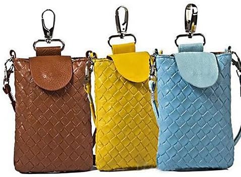 LeexGroup® Cute New Pink Knit Weave Leather Strap Shoulder Mobile Phone Pouch Bag Case for Apple iphone 4 4s iphone 5 Samsung Galaxy i9300 S3 HTC ONE X Blackberry Nokia Sonny LG etc.