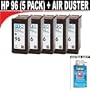 HP 96 Black Inkjet Print Cartridge with Vivera Ink - 5 PACK (C8767W) (Compatible With Printers Listed In Product Details) + = Keep Your Printer Clean = Bonus Endust Electronics Air Duster